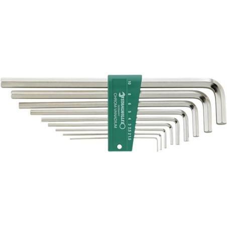 10765/9 - Zestaw kluczy trzpieniowych zagiętych, długich, 6-kątnych, 1,5 - 10 mm (9 szt.)