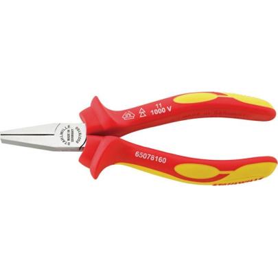 6507 8 160 VDE - Szczypce płaskie izolowane VDE, krótkie, szczęki chromowane, 160 mm