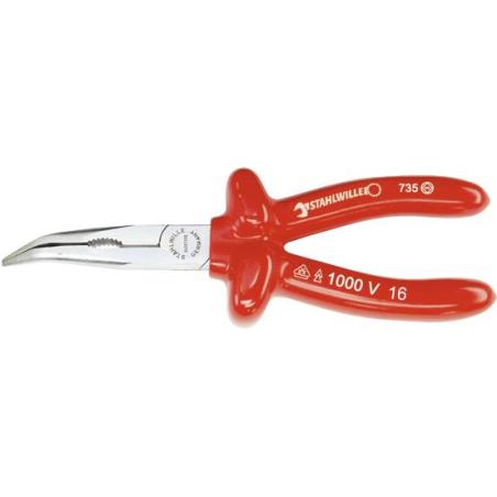 6530 7 160 VDE - Szczypce półokrągłe izolowane VDE, z ostrzem tnącym, odgięte 45°, szczęki chromowane, 160 mm