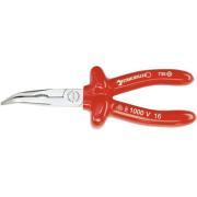 6530 7 160 VDE - Szczypce półokrągłe izolowane VDE, z ostrzem tnącym, odgięte 45°, szczęki chromowane, 160 mm