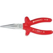 6533 7 160 VDE - Szczypce półokrągłe izolowane VDE, długie, dla mechaników, typ "Langbeck", szczęki chromowane, 160 mm