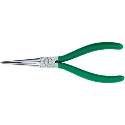 6536 5 160 - Szczypce półokrągłe, długie, dla elektroników, igłowe, proste, szczęki chromowane, 160 mm