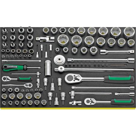 TCS 40/45/50/89/19 - Moduł nasadek i akcesoriów 1/4", 3/8", 1/2" + bity (108 szt.), wkładka piankowa TCS 40/45/50/89/19 - Moduł nasadek i akcesoriów 1/4", 3/8", 1/2" + bity (108 szt.), wkładka piankowa