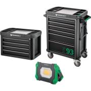 TTS 93 mit TopBox - Wózek narzędziowy TTS93, 6 szuflad, 3 moduły na szufladę + skrzynia 93 TOP BOX