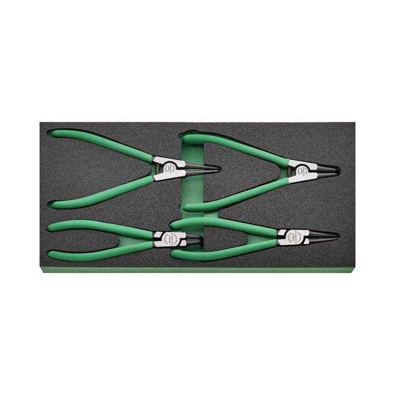 TCS 10 821/4 - Moduł szczypiec do pierścieni osadczych wewnętrznych i zewnętrznych (4 szt.), wkładka piankowa