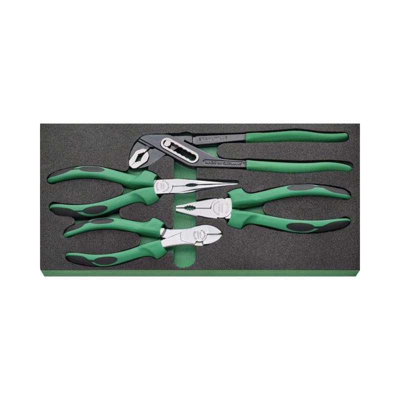 TCS 3 821/4 - Moduł szczypiec uniwersalnych, półokrągłych, do rur i nożyce boczne (4 szt.), wkładka piankowa