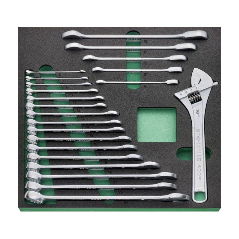 TCS 4 821/22 - Moduł kluczy oczkowo-płaskich i oczkowo-płaskich grzechotkowych, 6 - 24 mm (22 szt.), wkładka piankowa