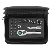 40/16/3QR SCI - Zestaw nasadek 1/4" 6-kątnych, 6 - 13 mm, z grzechotką i akcesoriami QuickRelease + bity (19 szt.)