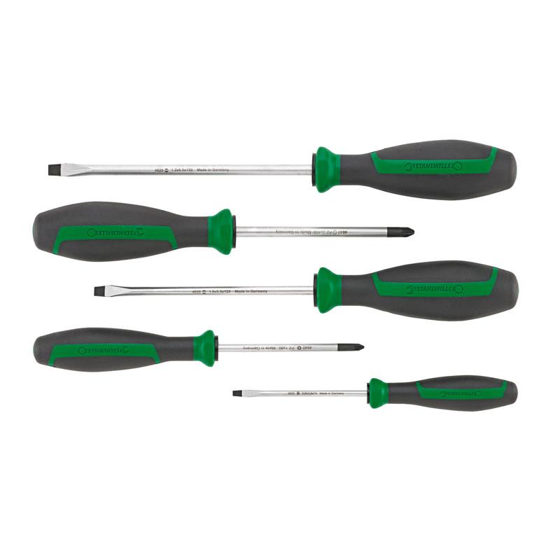 4686 - Zestaw 5 wkrętaków DRALL+ do śrub z rowkiem i Pozidriv, 3,5 - 6,5 mm, PZ1 - PZ2, 96469114