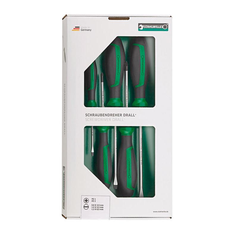 4686 - Zestaw 5 wkrętaków DRALL+ do śrub z rowkiem i Pozidriv, 3,5 - 6,5 mm, PZ1 - PZ2, 96469114