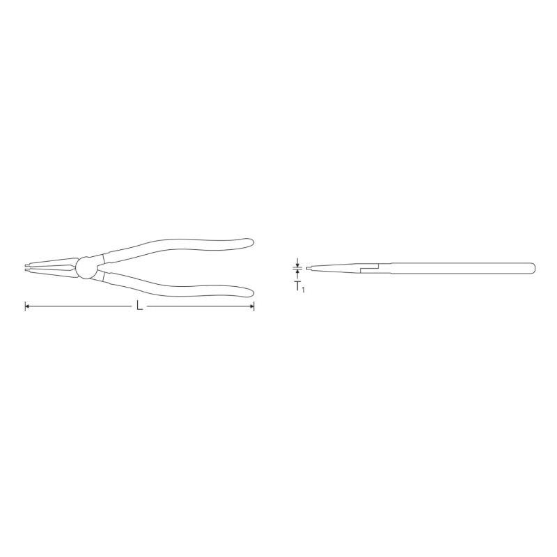 6543 4 100 - Szczypce do pierścieni osadczych wewnętrznych, proste, szczęki chromowane, 8 - 13 mm