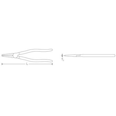 6543 4 100 - Szczypce do pierścieni osadczych wewnętrznych, proste, szczęki chromowane, 8 - 13 mm