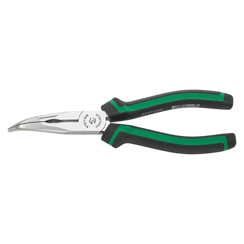 6731 1 200 - Szczypce półokrągłe, z ostrzem tnącym, odgięte 45°, szczęki chromowane, 200 mm