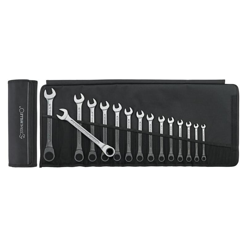 17F/15 - Zestaw kluczy oczkowo-płaskich grzechotkowych, 8 - 24 mm (15 szt.), 96401715