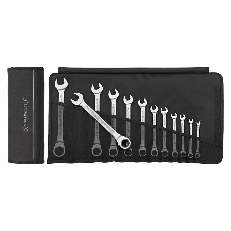 17a/12 - Zestaw kluczy oczkowo-płaskich grzechotkowych odgiętych, 1/4" - 1" (12 szt.), 96411713