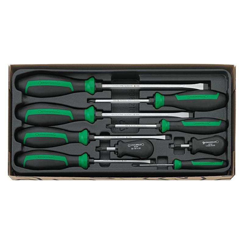 4693/9 - Moduł wkrętaków do śrub z rowkiem i Phillips, 2,5 - 10 mm, PH1 - PH2 (9 szt.), wkładka plastikowa, 96469316