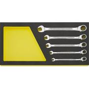 TCS 17a/5 - Moduł kluczy oczkowo-płaskich grzechotkowych odgiętych, 1/4" - 9/16" (5 szt.), wkładka piankowa, 96830653