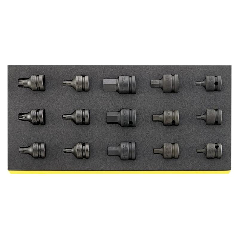TCS 54IMP/2307TX/15 - Moduł nasadek udarowych 1/2" 6-kątnych i Torx, 5 - 19 mm, T30 - T60 (15 szt.), wkładka piankowa, 96838792