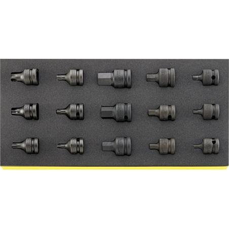 TCS 54IMP/2307TX/15 - Moduł nasadek udarowych 1/2" 6-kątnych i Torx, 5 - 19 mm, T30 - T60 (15 szt.), wkładka piankowa, 96838792
