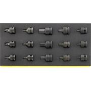 TCS 54IMP/2307TX/15 - Moduł nasadek udarowych 1/2" 6-kątnych i Torx, 5 - 19 mm, T30 - T60 (15 szt.), wkładka piankowa, 96838792