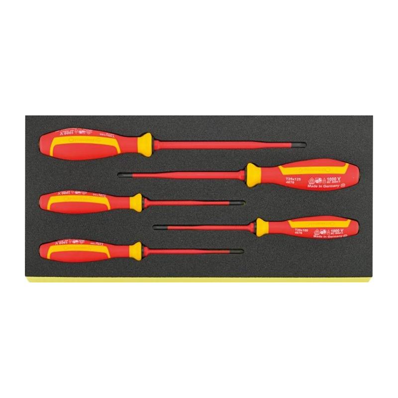 TCS 4676/5 VDE - Moduł wkrętaków izolowanych VDE do śrub TORX®, T10 - T30 (5 szt.), wkładka piankowa, 96838815