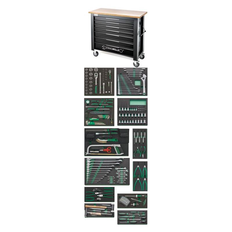 WB 625/267QR - Zestaw 267 narzędzi, 12 modułów, w stole warsztatowym WB 625, 98830181