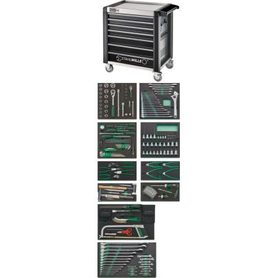 98/250QR - Zestaw 250 narzędzi, 10 modułów, w wózku narzędziowym 98/7 A PRO, 98830234