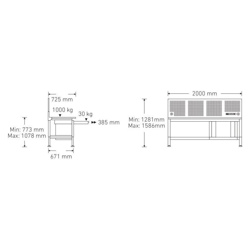 PR85010630 - Stół warsztatowy WB 630 z drewnianym blatem 2m + szuflada 93 TOP BOX
